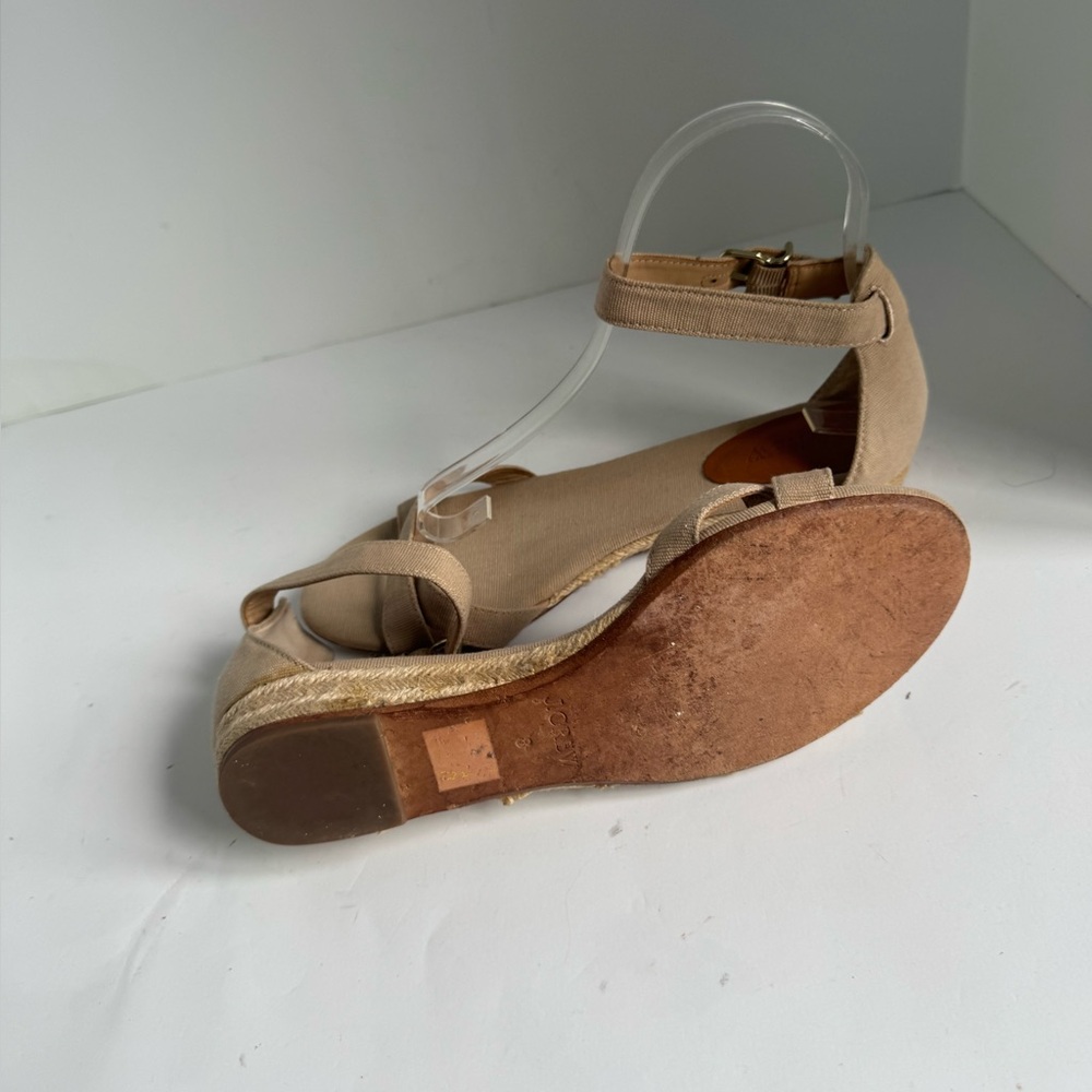 J. Crew Marina  Canvas tan criss-cross strappy Sandals. Size 8 - Picture 15 of 16